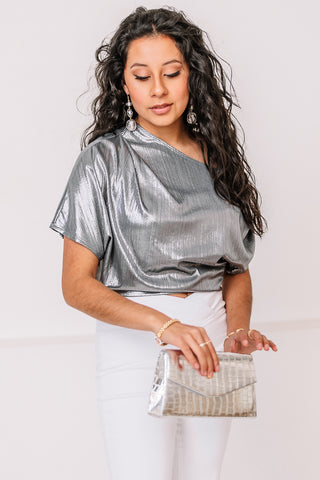 Still Stunning Metallic Crop Top | Silver