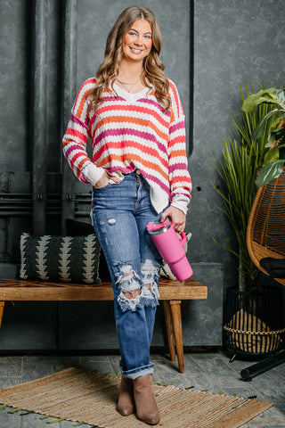 Sucker For You Striped Pocket Top