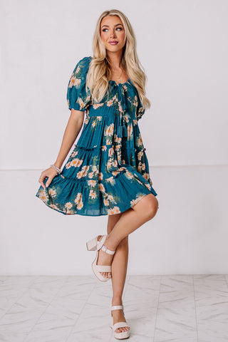 Sunflower Sweetie Balloon Sleeve Mini Dress