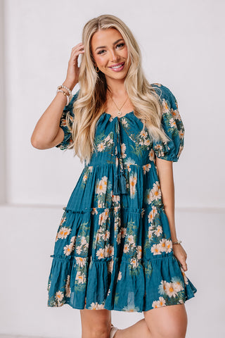 Sunflower Sweetie Balloon Sleeve Mini Dress