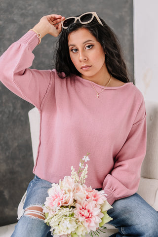 Sweet Pea Boat Neck Sweater Top | Blush