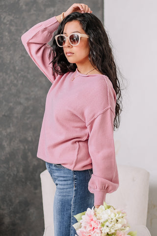 Sweet Pea Boat Neck Sweater Top | Blush