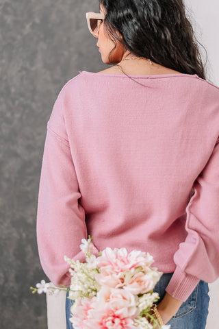 Sweet Pea Boat Neck Sweater Top | Blush