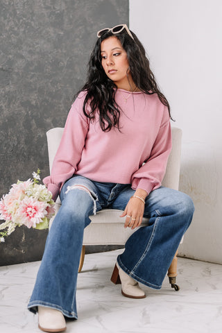 Sweet Pea Boat Neck Sweater Top | Blush