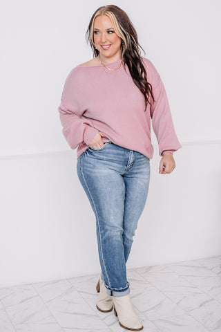 Sweet Pea Boat Neck Sweater Top | Blush