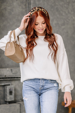 Sweet Pea Boat Neck Sweater Top | Ivory