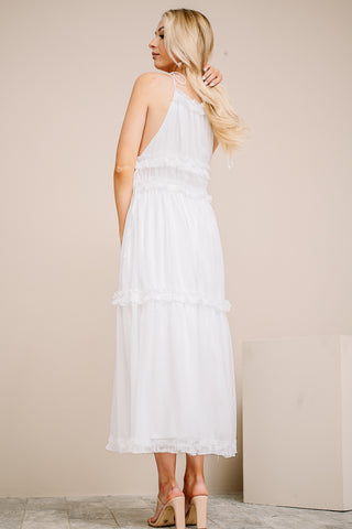 Sweet Sunshine White Midi Dress