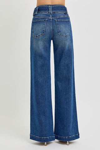 Belted Tummy Control Wide Leg Jeans