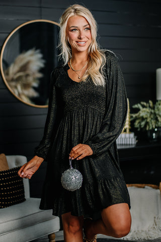 Take A Hint Shimmer Detailed Mini Dress