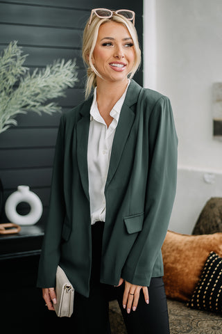 Take A Message Open Blazer | Deep Green