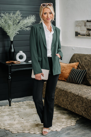 Take A Message Open Blazer | Deep Green