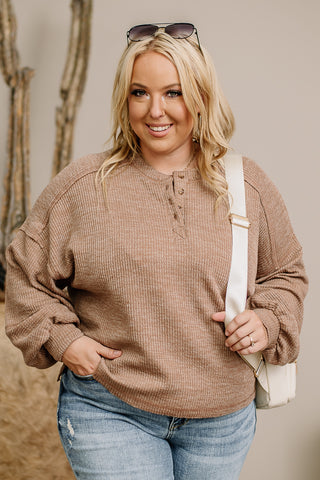 Take My Heart Ribbed Top | Brown