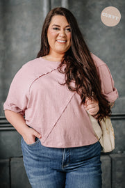 Take The Time Textured Top | Pink | Curvy