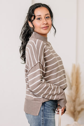 Taking Sides Striped Mock Neck Sweater