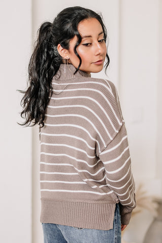 Taking Sides Striped Mock Neck Sweater