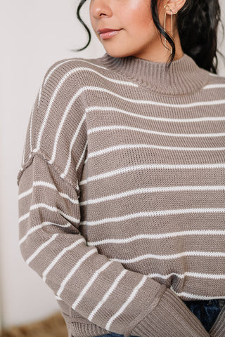 Taking Sides Striped Mock Neck Sweater