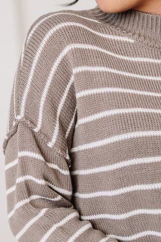 Taking Sides Striped Mock Neck Sweater