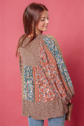 The Boho Way Printed Babydoll Top