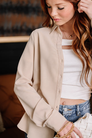 The End Game Button Up Top | Beige