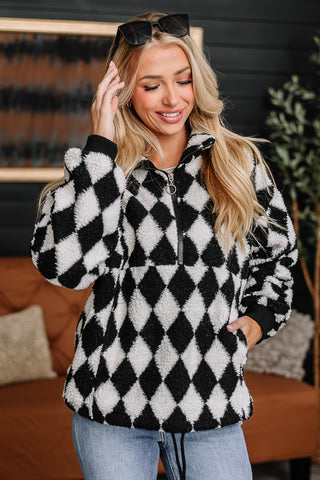 The Finish Line Argyle Sherpa Pullover