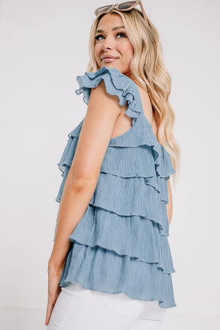 The Right Direction Ruffled Top | Blue