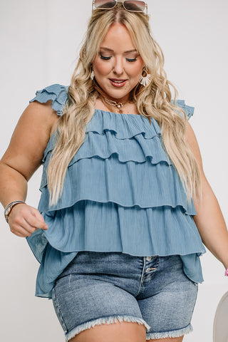 The Right Direction Ruffled Top | Blue