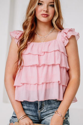 The Right Direction Ruffled Top | Pink
