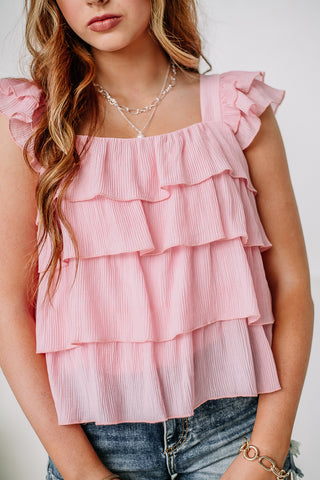 The Right Direction Ruffled Top | Pink