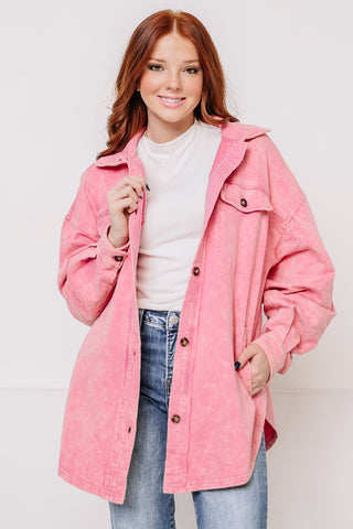 The Runaway Button Up Shacket | Pink