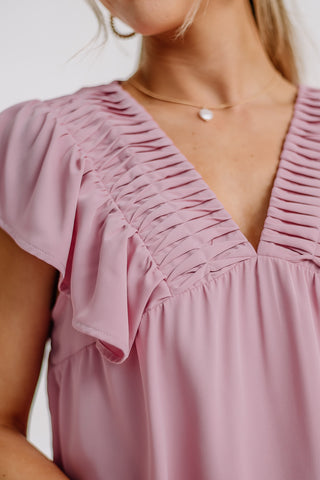 Thinking Pink Flutter Sleeve Top