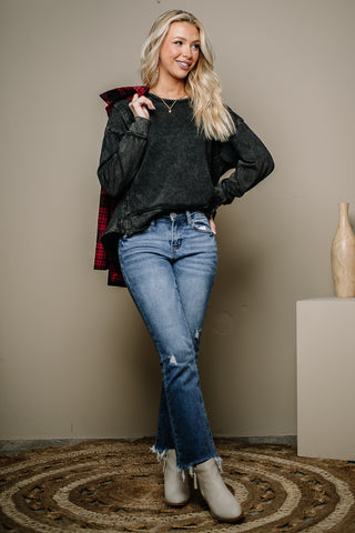 Time Off Cropped Basic Top | Charcoal