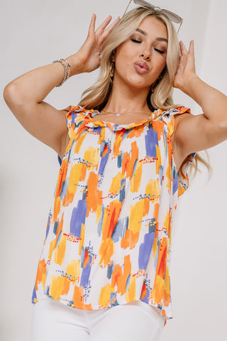 Time To Go Abstract Printed Top