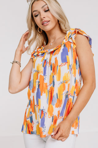 Time To Go Abstract Printed Top