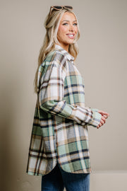 Top Shelf Oversized Plaid Top | Sage Mix