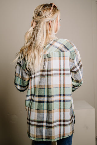 Top Shelf Oversized Plaid Top | Sage Mix
