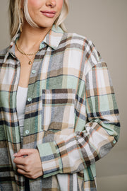 Top Shelf Oversized Plaid Top | Sage Mix