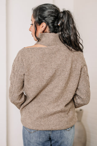 Twisted Knit Mock Neck Sweater | Mocha