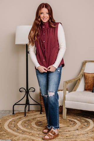 Untamed Quilted Vest | Maroon