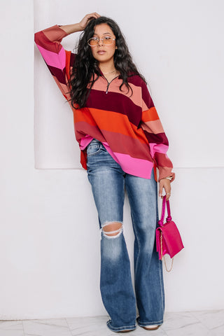 Vibrant Vibes Striped Sweater Top