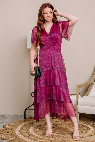 Viva Magenta Tiered Maxi Dress