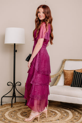 Viva Magenta Tiered Maxi Dress