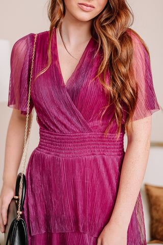 Viva Magenta Tiered Maxi Dress