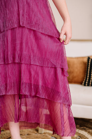 Viva Magenta Tiered Maxi Dress