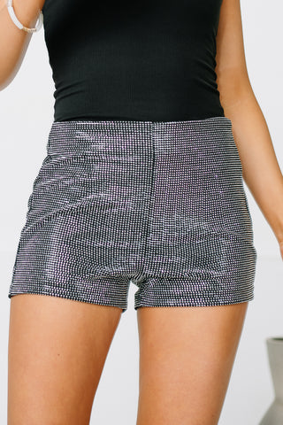 What A Stud Fitted Rhinestone Shorts
