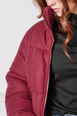 Winter Days Cozy Puffer Coat | Burgundy