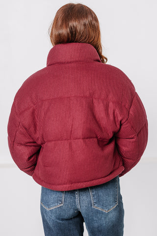 Winter Days Cozy Puffer Coat | Burgundy