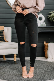 Wishful Thinking Distressed Skinny Jeans | Black
