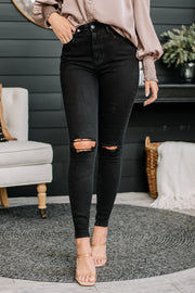 Wishful Thinking Distressed Skinny Jeans | Black