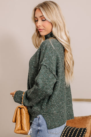 Wool Blend Turtle Neck Sweater | Hunter Green