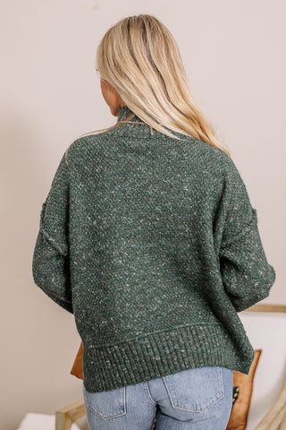 Wool Blend Turtle Neck Sweater | Hunter Green